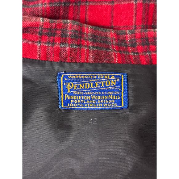 Vintage Pendleton Jacket Large Mens Red Plaid Wool Flannel Blazer Shirt - Picture 9 of 9